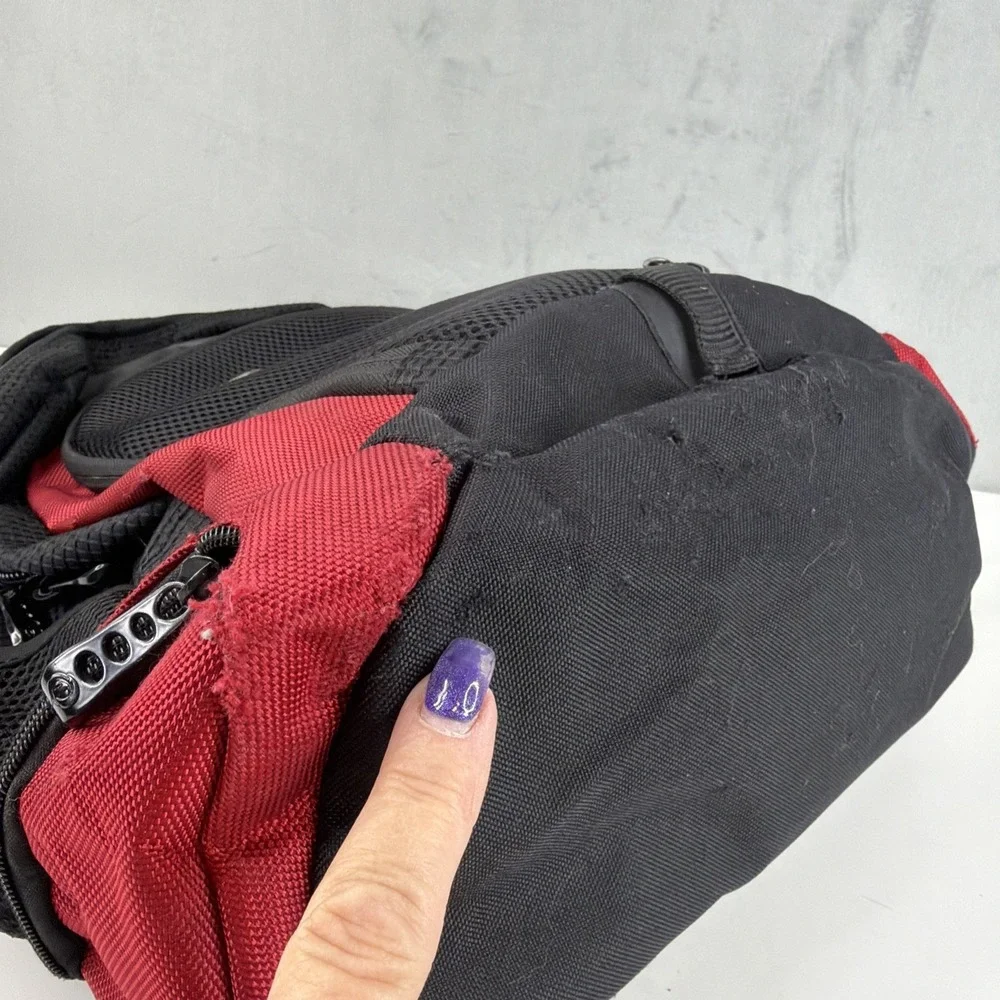 CALPAK Backpack Black Red Travel School Work Bag Padded Mesh Multi Pocket